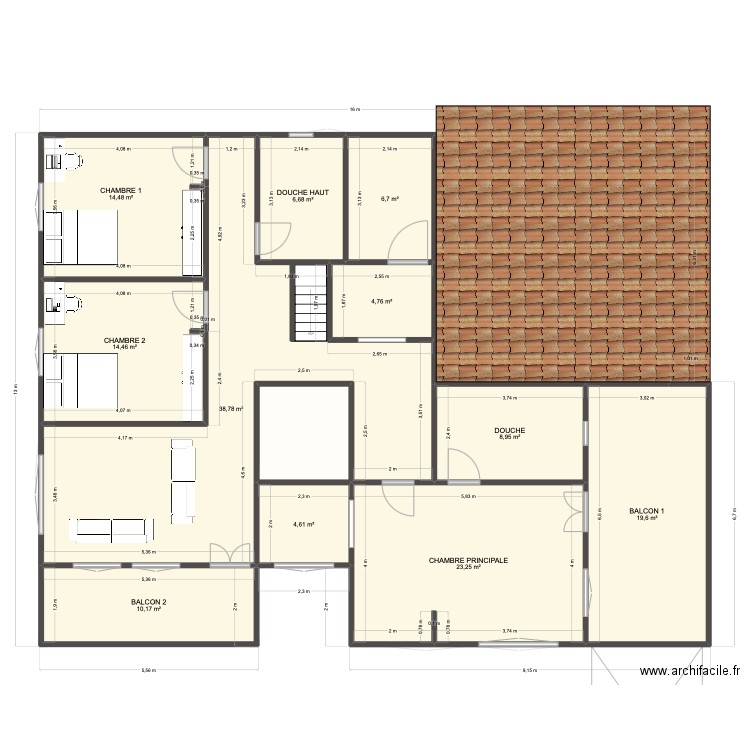 Maison Duplex Ripa *Rc + N1*. Plan de 25 pièces et 524 m2