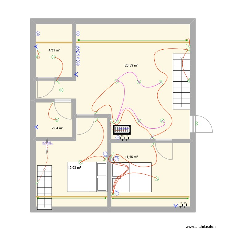VIOREL. Plan de 5 pièces et 59 m2