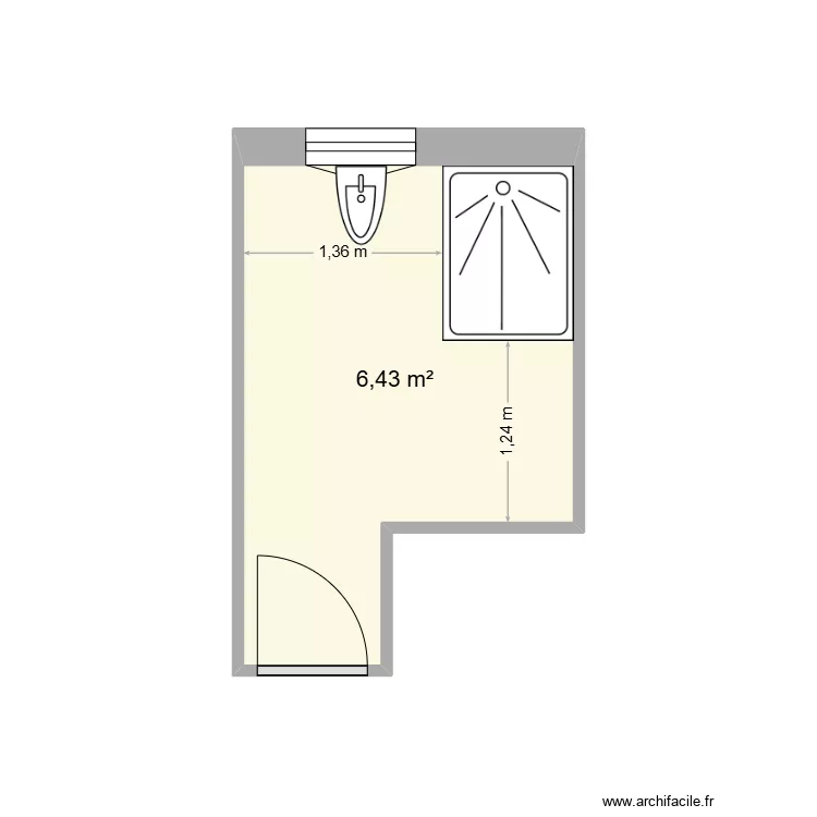 salle de bain. Plan de 1 Pièce et 6 m²