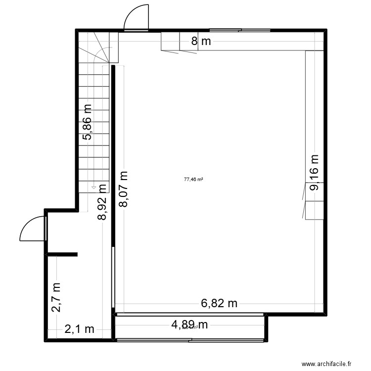 Piece de vie Tarall. Plan de 2 pièces et 81 m2