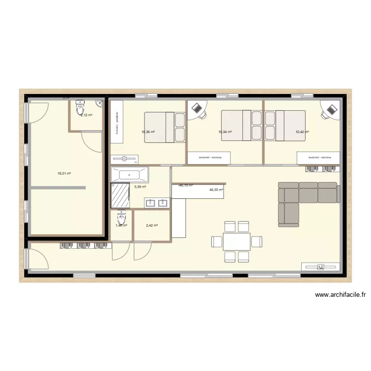 plan maison loc. Plan de 11 Pièces et 281 m²