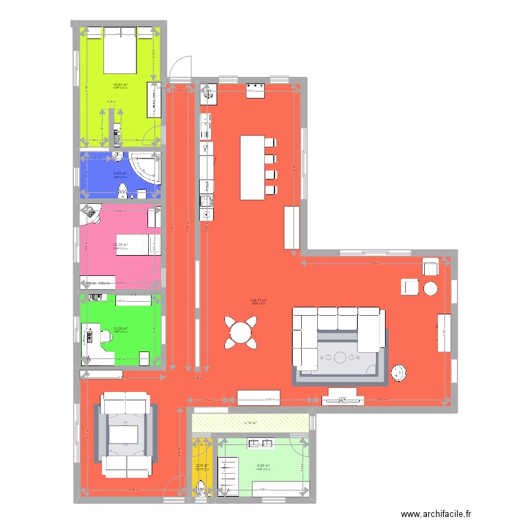 maison 1. Plan de 8 pièces et 199 m2