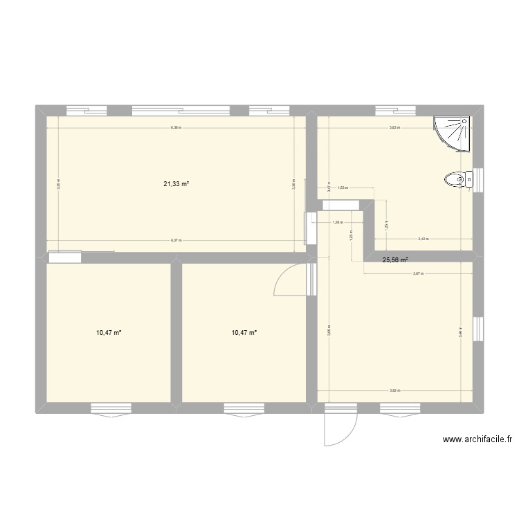 HAJ. Plan de 4 pièces et 68 m2