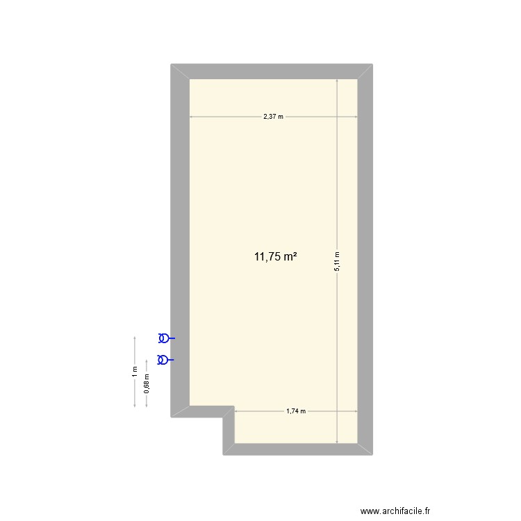 plan cuisine. Plan de 1 pièce et 12 m2