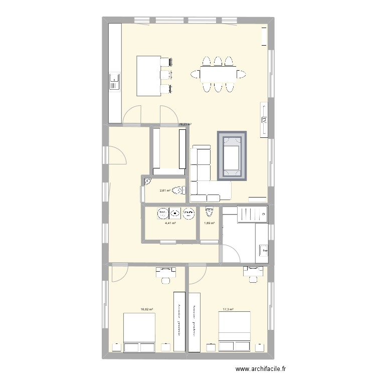 kerbiquet kees et sytske. Plan de 6 pièces et 119 m2