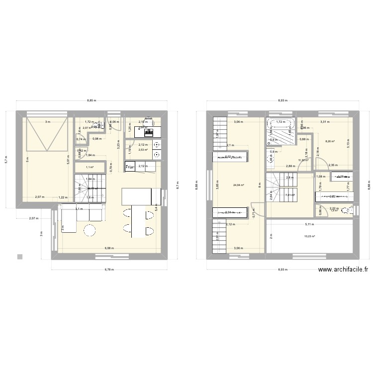 Rez-de-chausée. Plan de 11 pièces et 120 m2