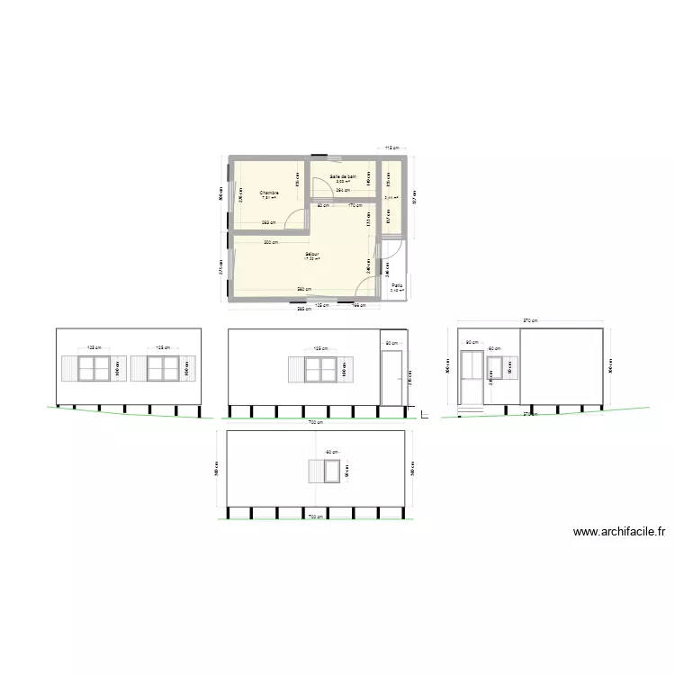 Avant projet - proposition habitats l&eacute;gers Ville Namur 39.9m&sup2;. Plan de 