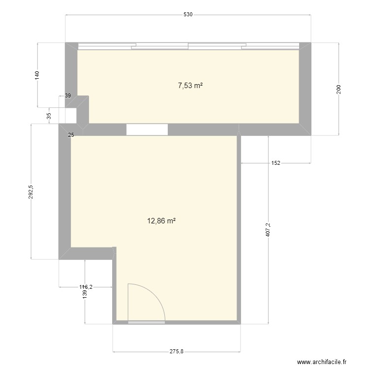 Nathalie et Olivier Taffe. Plan de 2 pièces et 20 m2