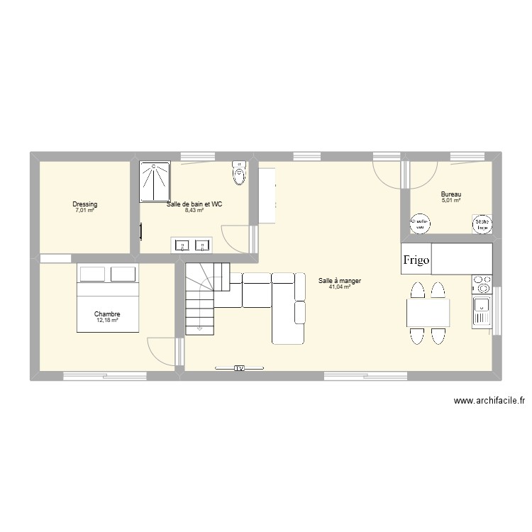 edgar. Plan de 5 pièces et 74 m2