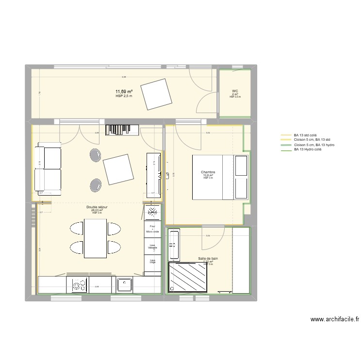 Chloé - Ste Lucie - projet V2,1. Plan de 5 pièces et 60 m2