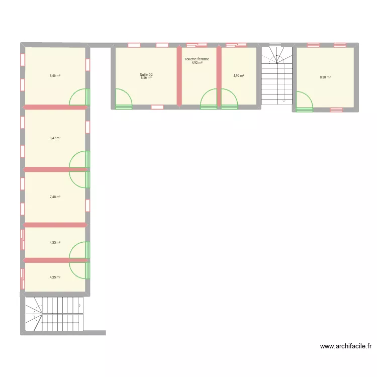 Établissement R+2. Plan de 9 et 60 m² Établissement R+2. Plan de 9 et 60 m²