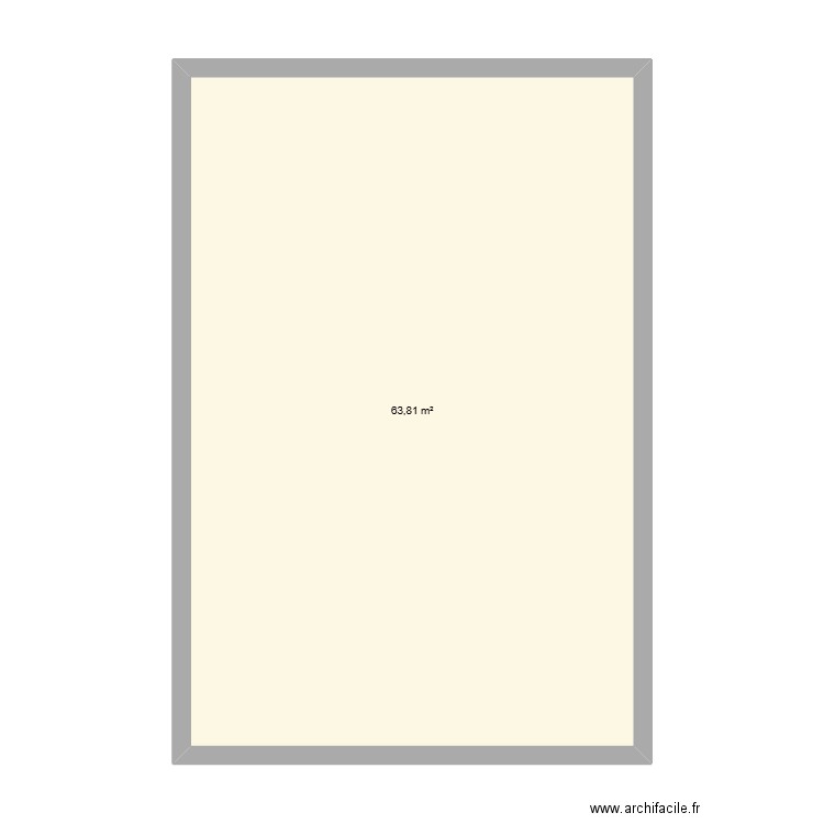 salle. Plan de 1 pièce et 64 m2