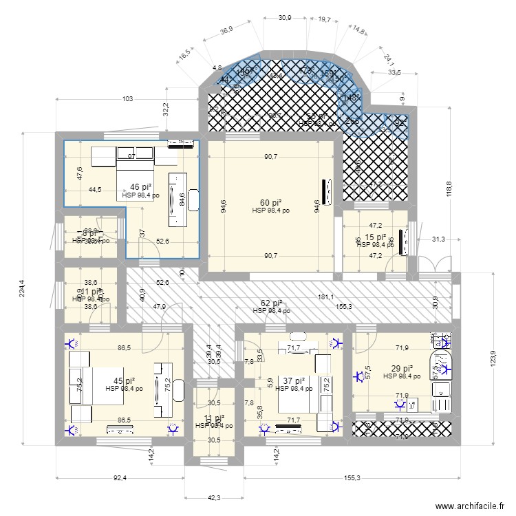 ELECTRICITE SOUARE 3. Plan de 12 pièces et 36 m2