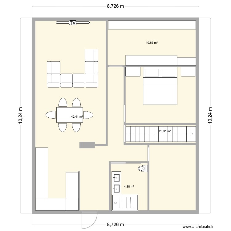 Neuneu. Plan de 4 pièces et 81 m2