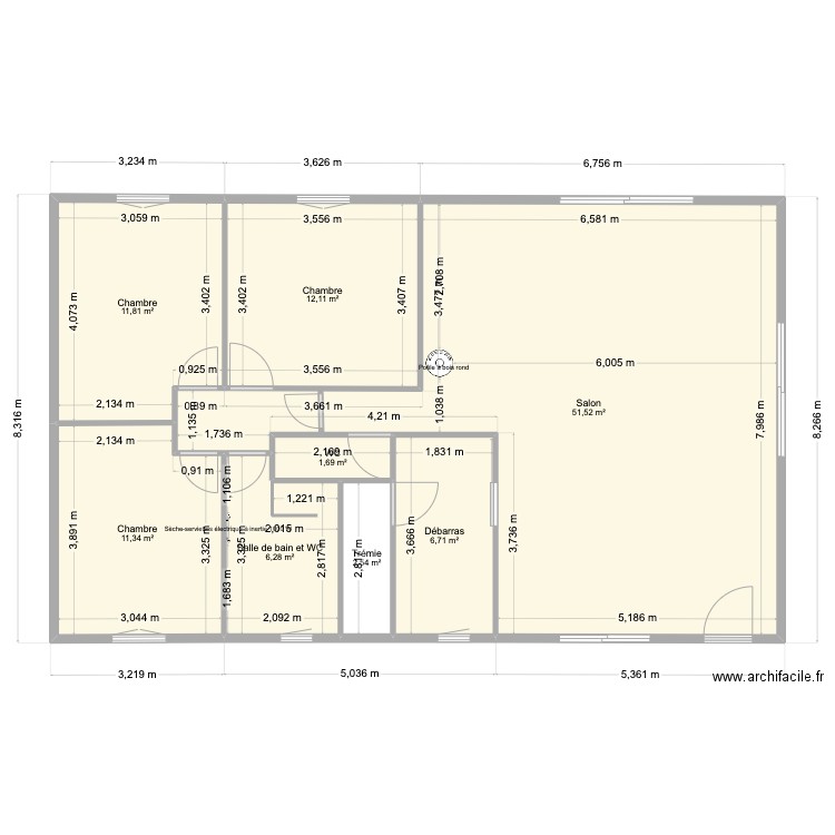 MAISON rdc 1 maconnerie. Plan de 8 pièces et 104 m2