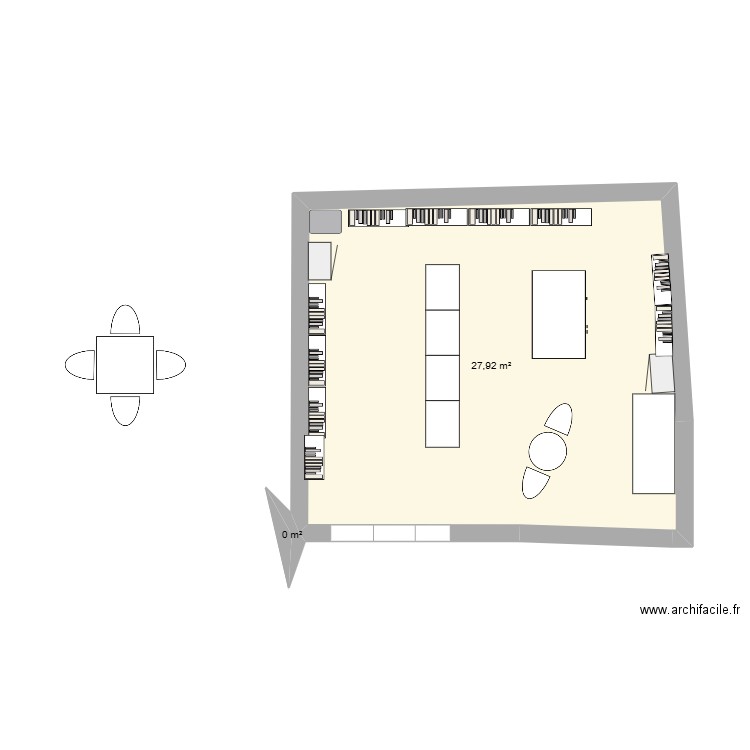 lib 2. Plan de 2 pièces et 28 m2