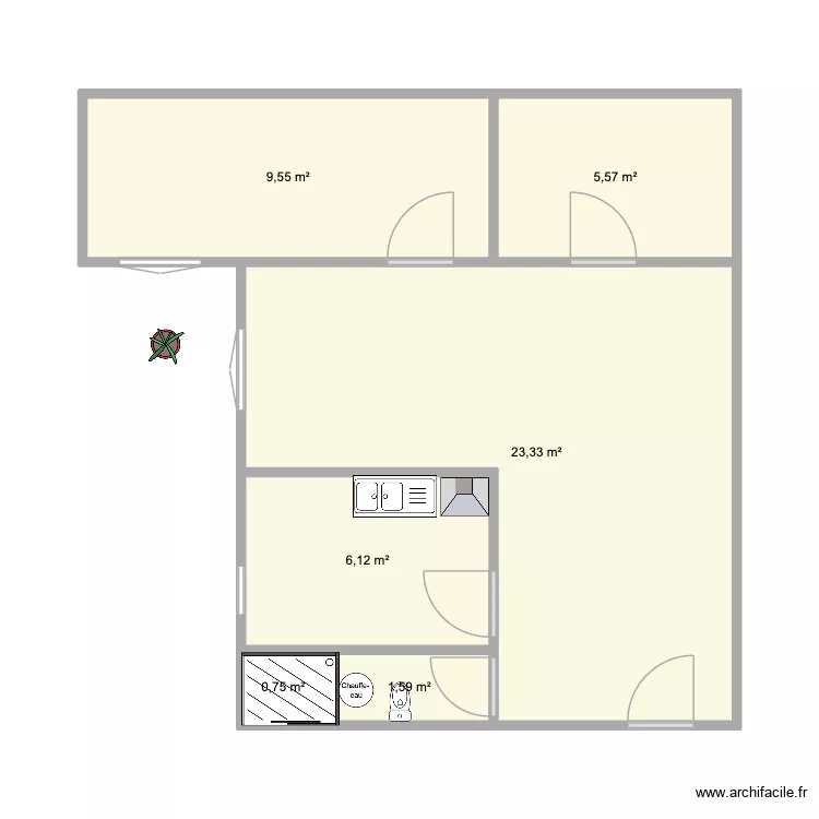 plan dz. Plan de 6 pièces et 47 m²