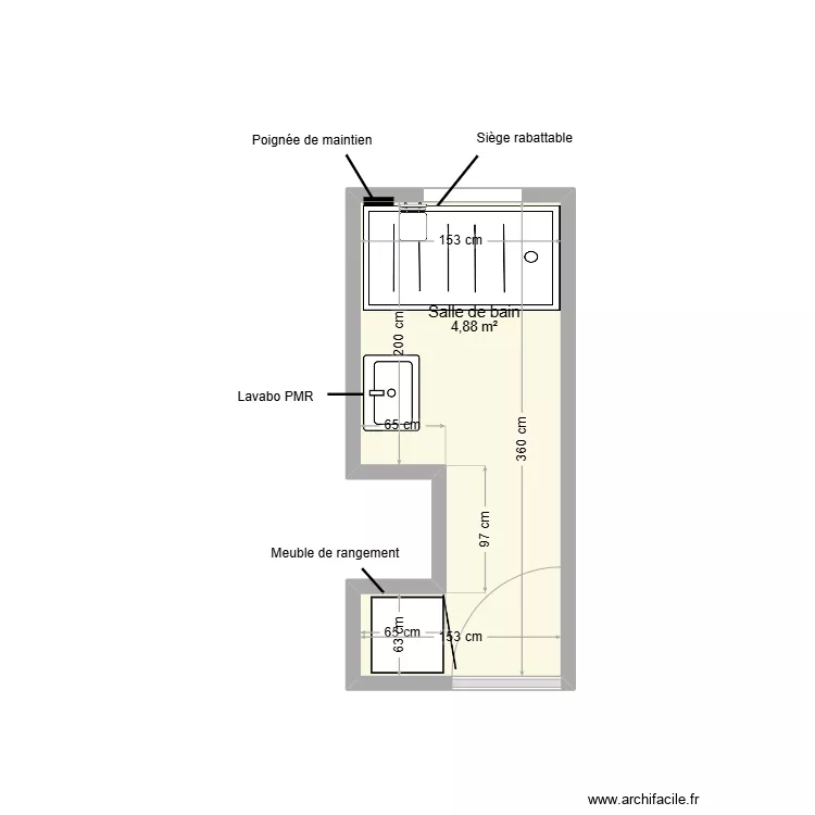 FAURE Claudine salle d'eau. Plan de 