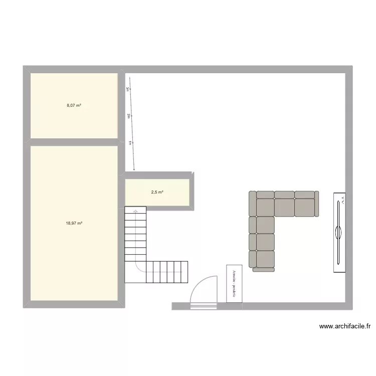 essai 12 10 26 - chambre à droite escalier milieu ?. Plan de 3 Pièces et 30 m² essai 12 10 26 - chambre à droite escalier milieu ?. Plan de 3 Pièces et 30 m²