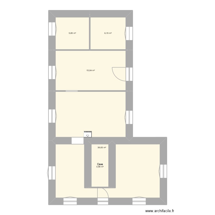 Halte St Paul / existant. Plan de 5 pièces et 71 m2