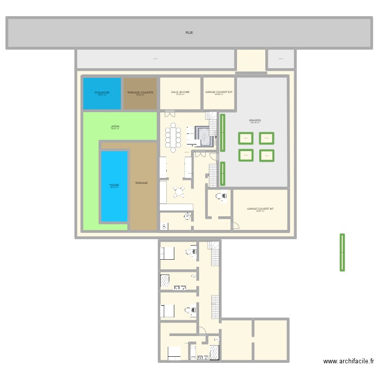 Maison 1. Plan de 23 pièces et 1822 m2