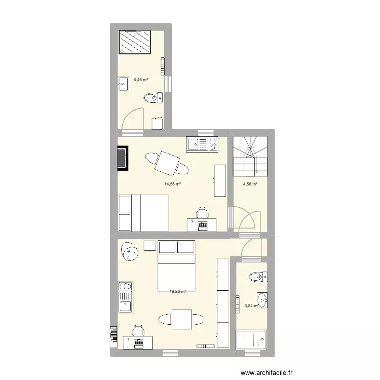 2e étage Le Mans. Plan de 5 et 48 m² 2e étage Le Mans. Plan de 5 et 48 m²