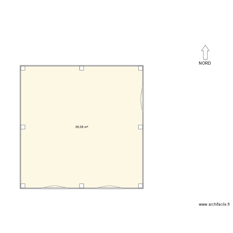 atelier vue de dessus. Plan de 1 pièce et 35 m2