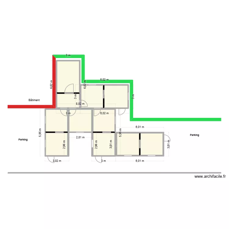CPAS Charleroi -1. Plan de 11  et 86 m²