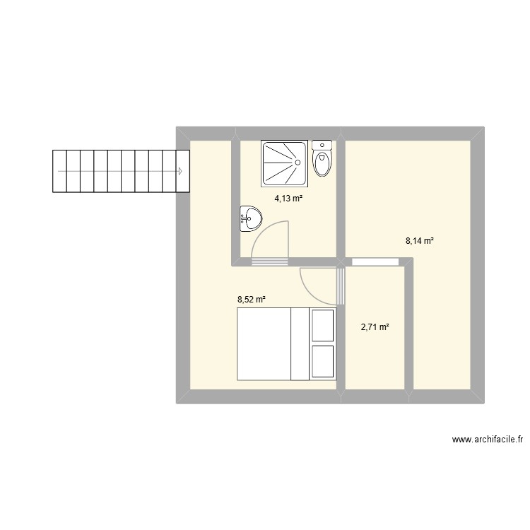 carca mezza. Plan de 4 pièces et 24 m2