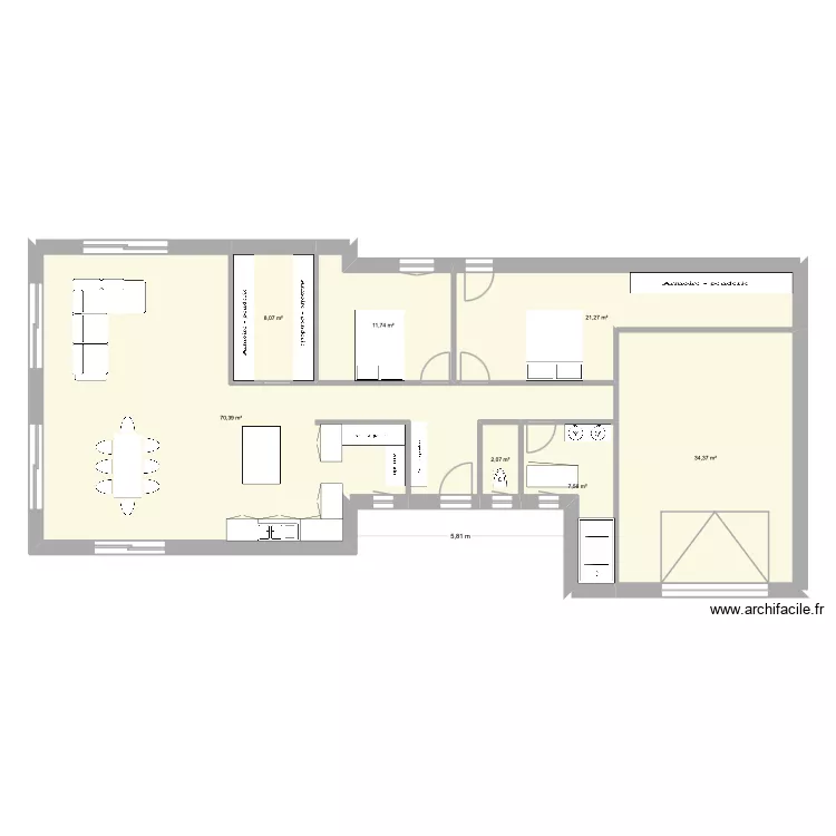 Sormonne.   1/2. Plan de 7  et 155 m²
