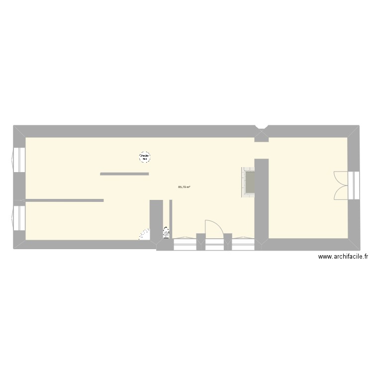 plan. Plan de 1 pièce et 86 m2