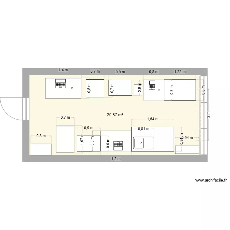 labo thermobalance. Plan de 1  et 21 m²