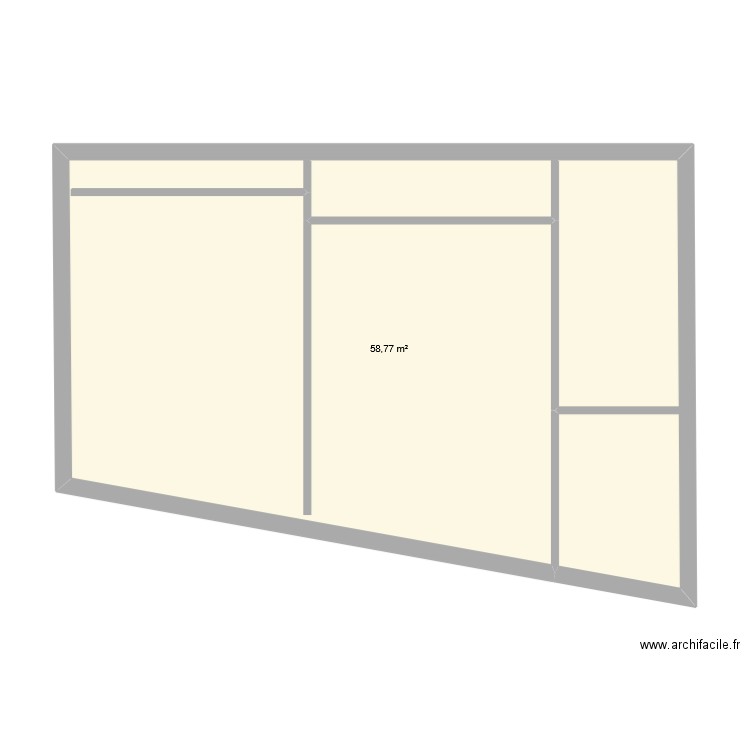 pelouse. Plan de 1 pièce et 59 m2