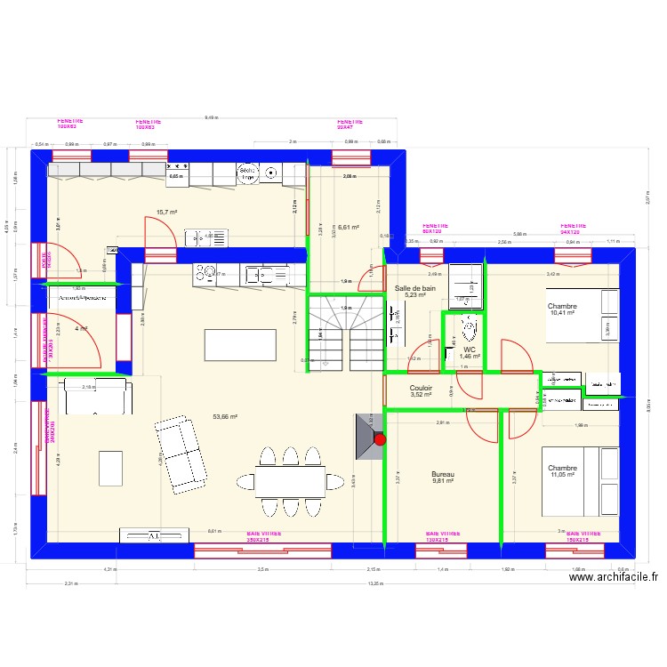 plan cote reprise. Plan de 19 pièces et 213 m2