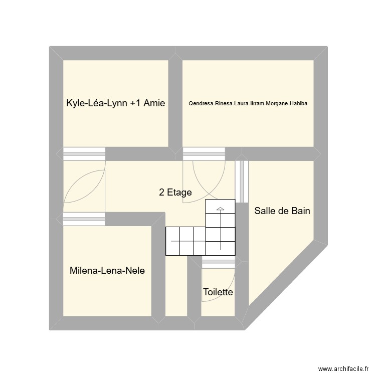 2 etage. Plan de 6 pièces et 18 m2