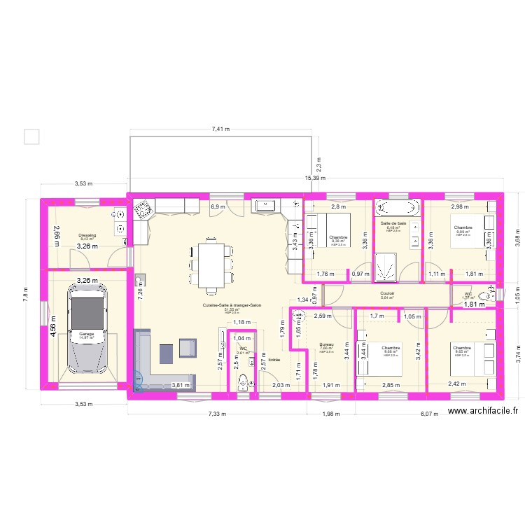 Tanguy-Popo. Plan de 14 pièces et 276 m2