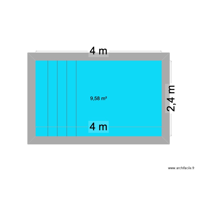 piscine. Plan de 1 pièce et 10 m2