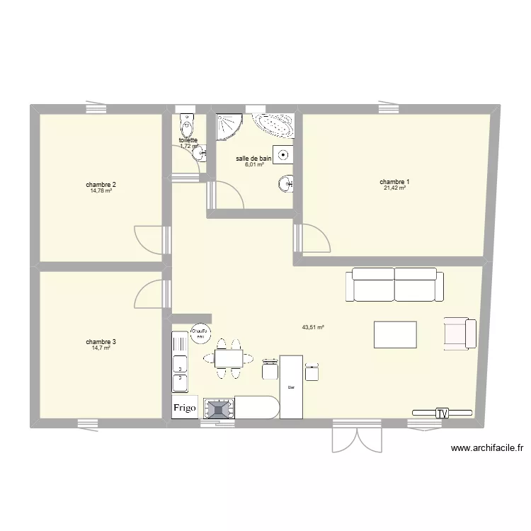 mahdi drizi. Plan de 6  et 102 m²