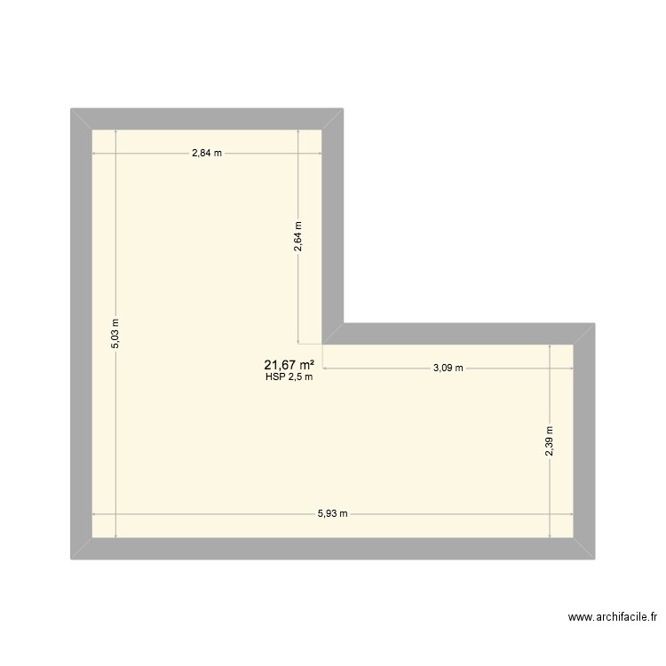 DAW STUD2. Plan de 1 pièce et 22 m2