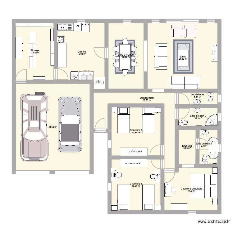 Ma maison pp 3cbres 8. Plan de 13 et 161 m² Ma maison pp 3cbres 8. Plan de 13 et 161 m²