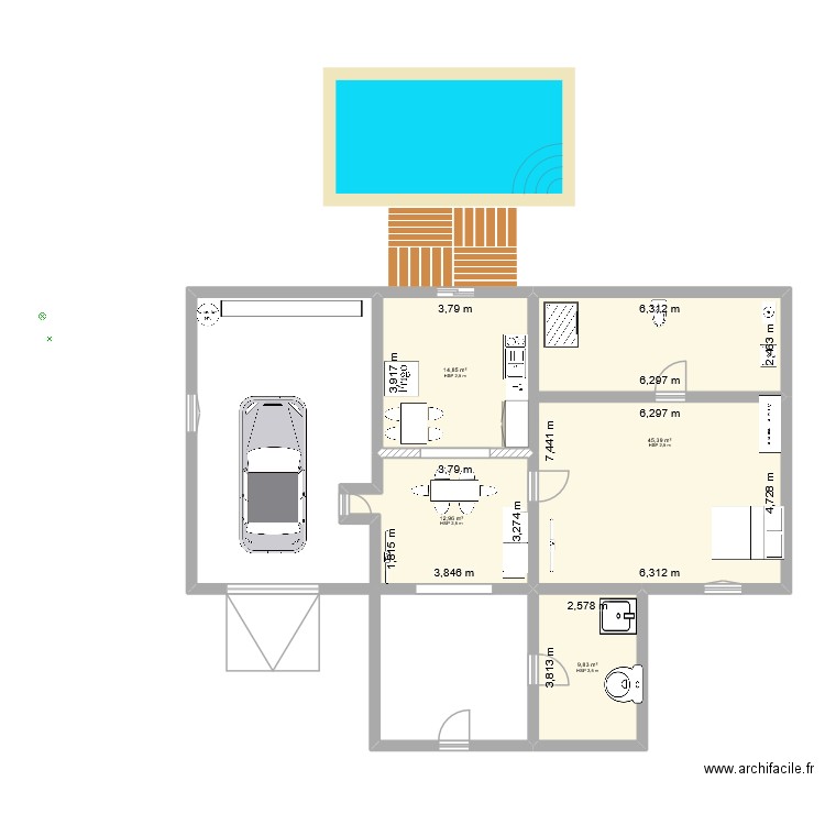 teste entrainement. Plan de 4 pièces et 83 m2
