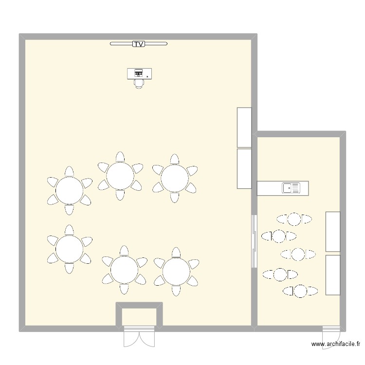 salle. Plan de 3 pièces et 165 m2