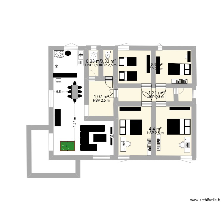 Mantchaft. Plan de 6 pièces et 10 m2