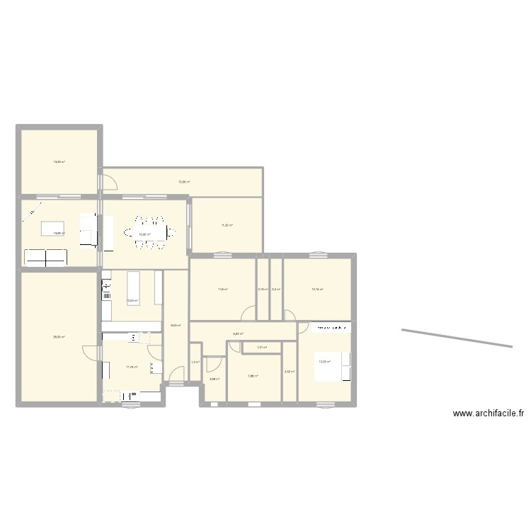 pr12. Plan de 20 pièces et 192 m2