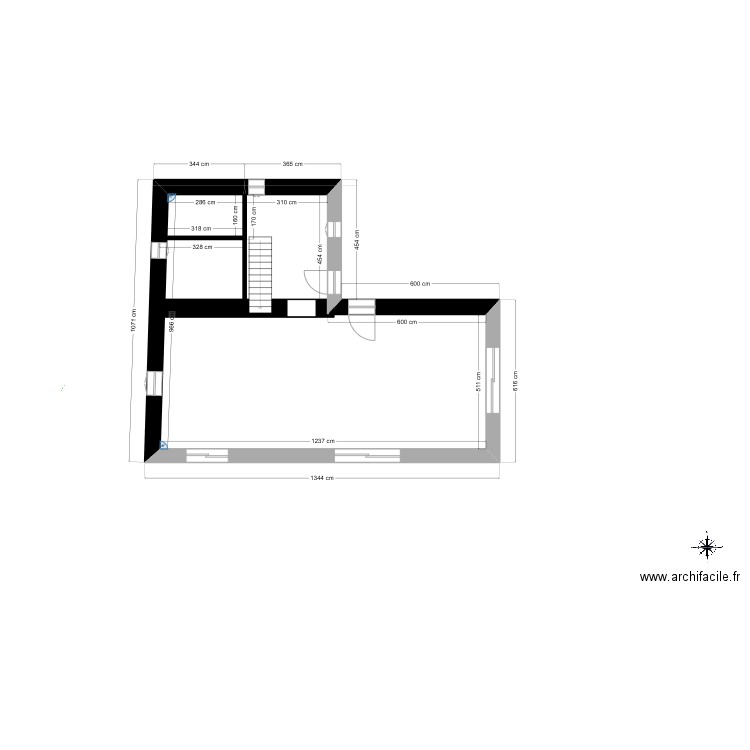 BERGERIE RDC'. Plan de 2 pièces et 10 m2