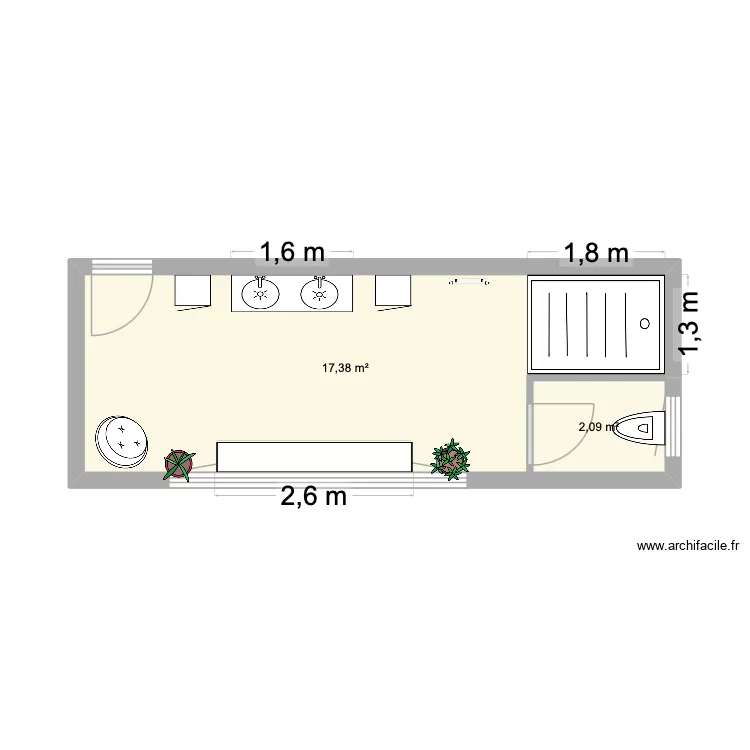sub. Plan de 2  et 19 m²