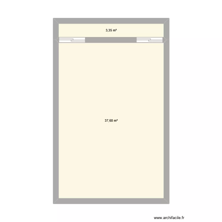 pa rosi&eacute;re bas. Plan de 2 pièces et 41 m²