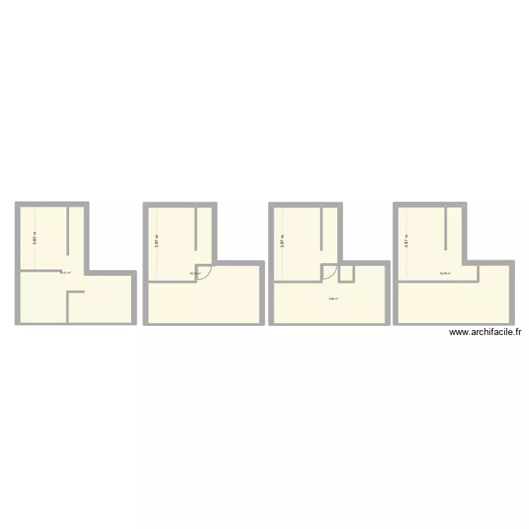 Plan Ju et Claire. Plan de 4  et 119 m²