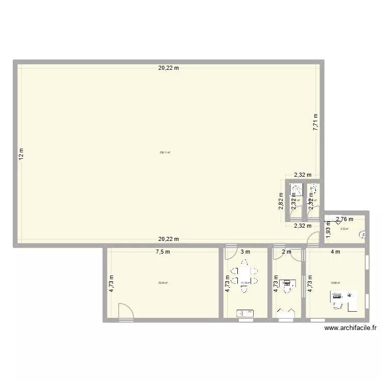 BUREAU 1. Plan de 8  et 324 m²