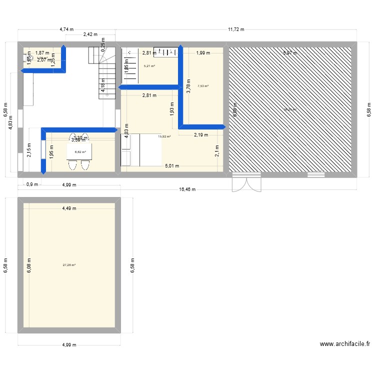 GRANGE V3. Plan de 7 pièces et 101 m2